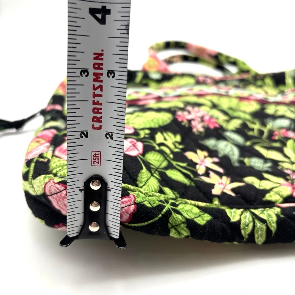 2007 Vera Bradley Retired Botanica Black Green Floral Quilted Laptop Case 14x11